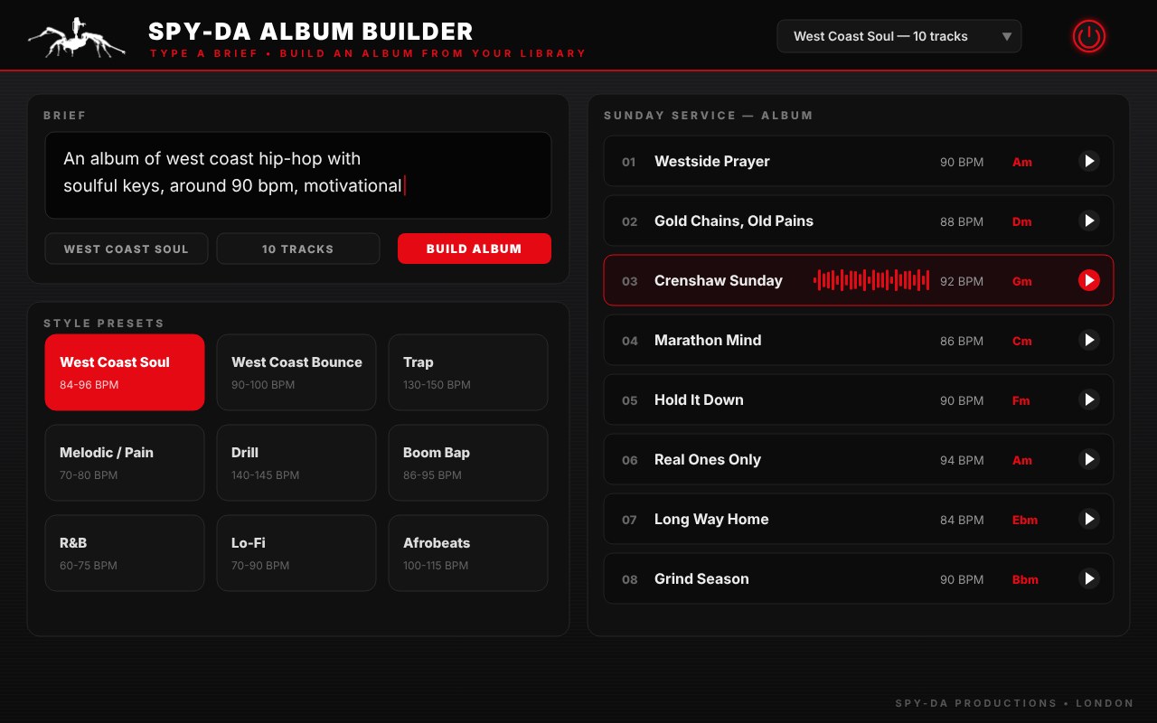 Spy-da Album Builder plugin interface
