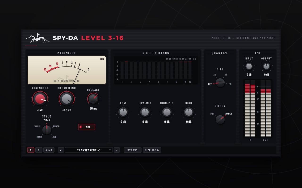 Spy-da Level 3-16 plugin interface