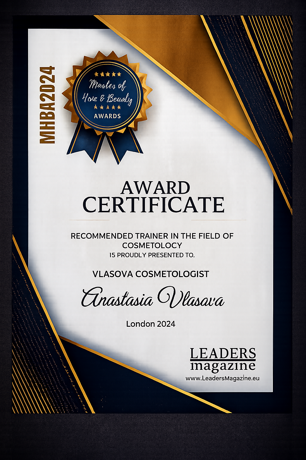 Vlasova Cosmetology Certificate 1