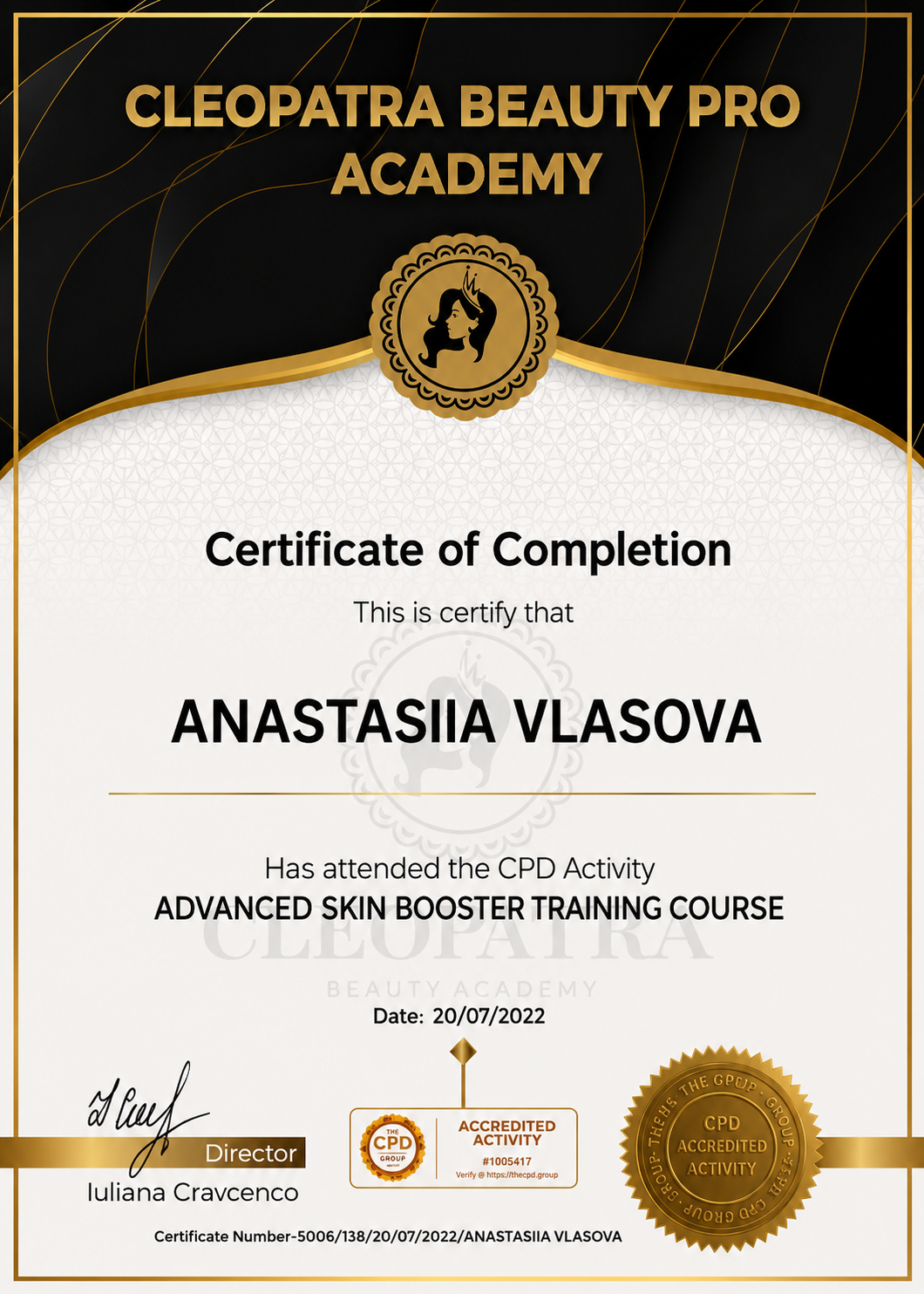 Vlasova Cosmetology Certificate 3